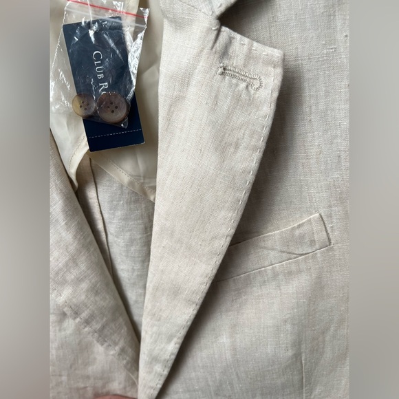 New Club Room Men’s Linen Blazer in Natural Khaki Size Large - Picture 8 of 12